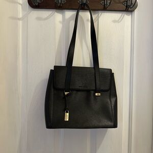 Nina Ricci Black Shoulder Bag with Structured Design and Gold Hardware